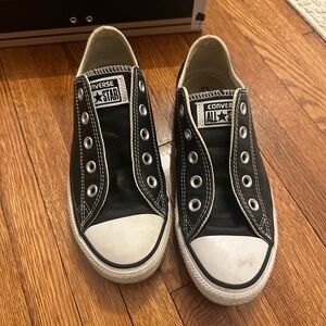 Black Leather Low-Top Converse
